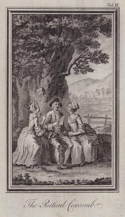 A Coxcomb Poética (gravura) de Hubert (after) Gravelot