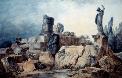 Os cartoonistas. O desenho depois de Hubert Robert (1733-1808) de Hubert (after) Robert