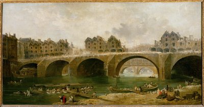 Demolição das casas da ponte de Notre-Dame em ... de Hubert (circle of) Robert