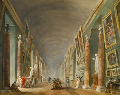 La Grande Galerie du Louvre entre 1801 et 1805 - A grande galeria do Louvre entre 1801 e 1805 ... de Hubert (circle of) Robert