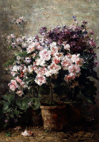 Composição floral. Pintura de Hubert Bellis (1831-1902 belga) Coleção particular de Hubert Bellis