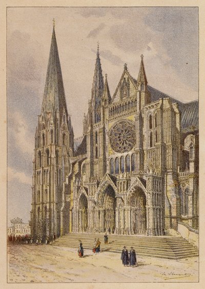 Notre-Dame de Chartres (litografia a cores) de Hubert Clerget