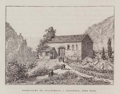Notre-Dame de Villeneuve, A Lourieres, Pres Foix (gravura) de Hubert Clerget