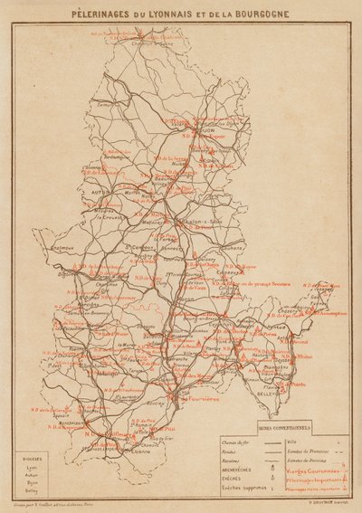 Pelerinages Du Lyonnais Et De La Bourgogne (litografia a cores) de Hubert Clerget