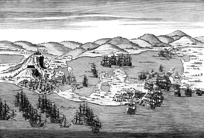 Ação em Carthagena, Colômbia de Hubert Francois Gravelot