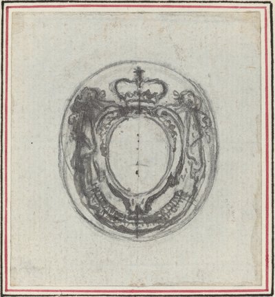 Cartouche Armorial com Coroa e Swags de Hubert Francois Gravelot