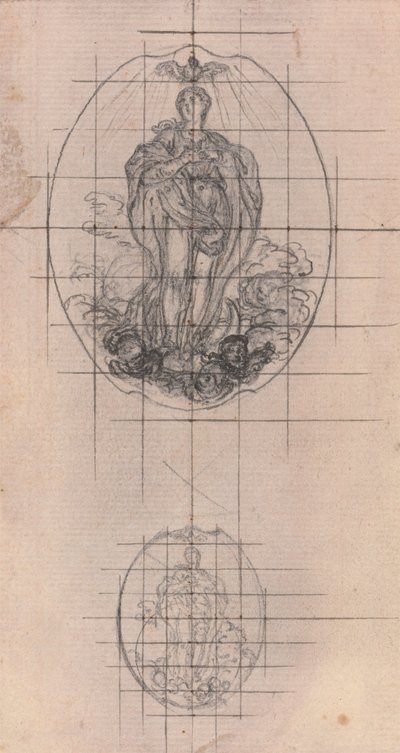 Design para uma Medalha: Figura da Virgem de Hubert Francois Gravelot