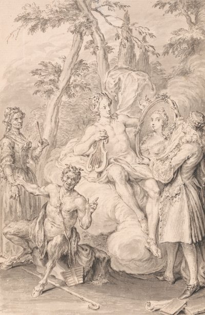 Desenho para um Frontispício: "O Brinde" de Hubert Francois Gravelot