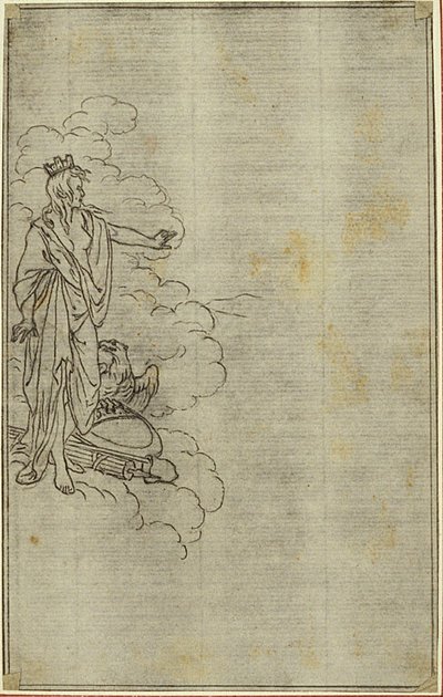 Estudo para "La Pharsale" de Lucain, Canto I, Figura feminina de pé com coroa de Hubert Francois Gravelot