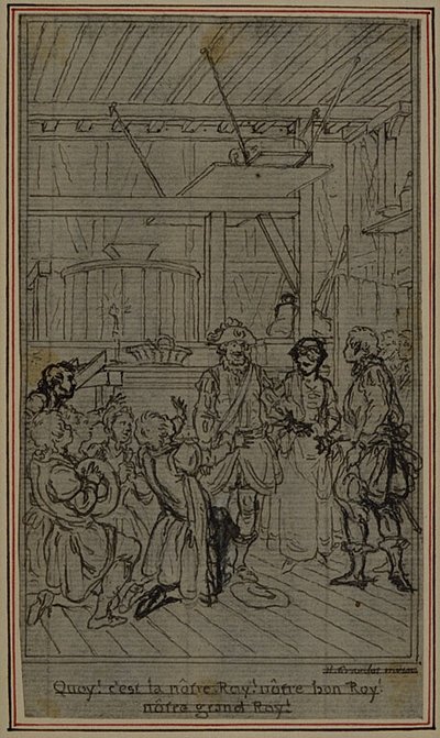Estudo para vinheta-frontispício de "La Partie de Chasse de Henri IV", Ato III, de Colle de Hubert Francois Gravelot