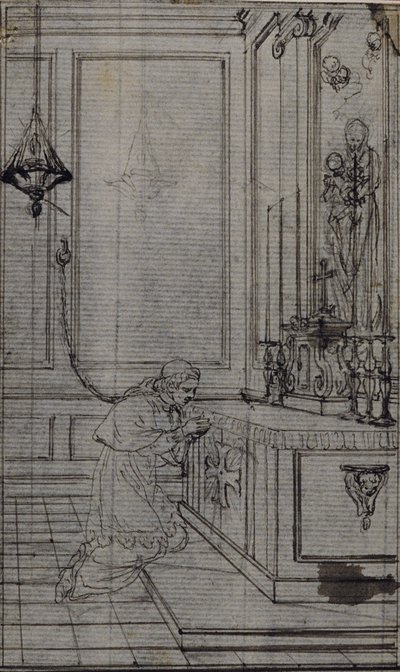 Estudo para vinheta em "Vie du Venerable don Juan de Palafox" de Abbé Dinouart, p. 256 de Hubert Francois Gravelot