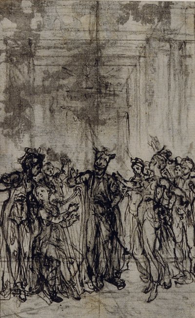 Estudo para vinheta em "Contes Moraux" de Jean François Marmontel de Hubert Francois Gravelot