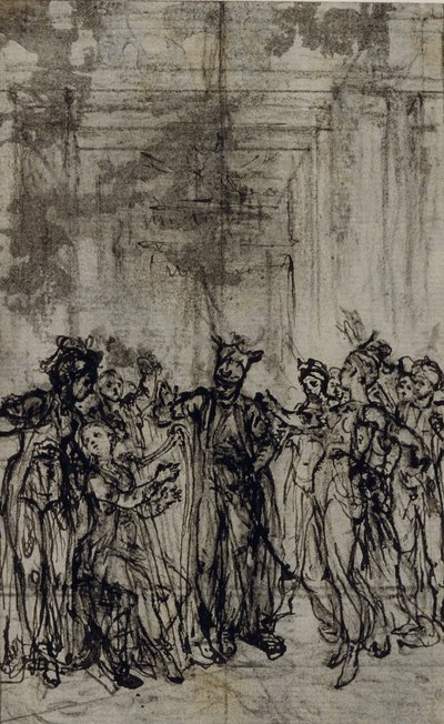 Estudo para vinheta em "Contes Moraux" de Jean François Marmontel de Hubert Francois Gravelot