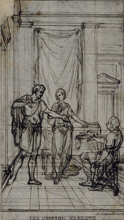 Estudo para vinheta em "Contes Moraux" de Jean François Marmontel de Hubert Francois Gravelot