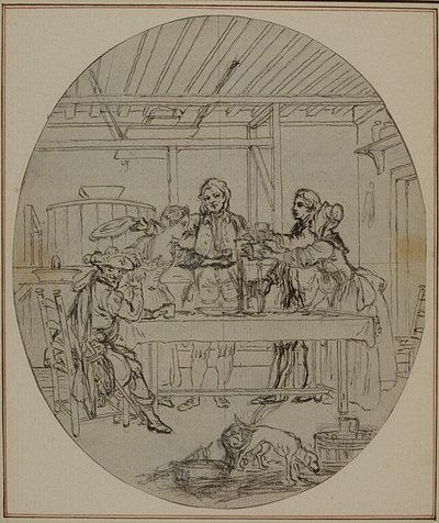 Estudo para uma segunda edição, nunca publicada, da obra de Colle "La Partie de Chasse de Henri IV", Ato III, Cena 10 de Hubert Francois Gravelot