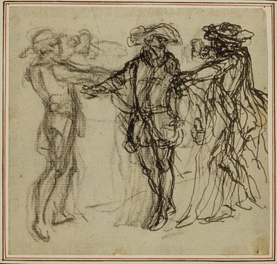 Estudo para uma segunda edição, nunca publicada, da peça de Colle "La Partie de Chasse de Henri IV", Ato II, Cena 11 de Hubert Francois Gravelot