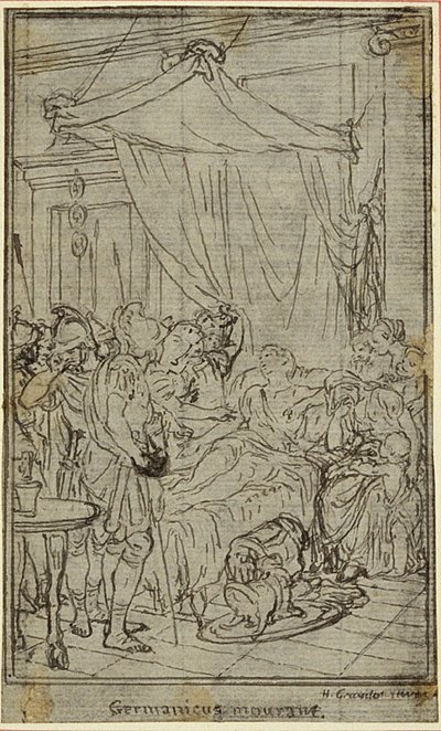 Estudo para uma ilustração em Tácito "Tiberius, or The Six First Books of the Annals" Livro II, Vol. 1 de Hubert Francois Gravelot