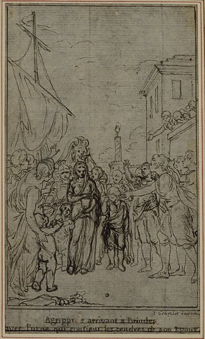 Estudo para uma ilustração em Tácito "Tiberius, or The Six First Books of the Annals", Livro III, Vol. 2, 2º Estudo de Hubert Francois Gravelot