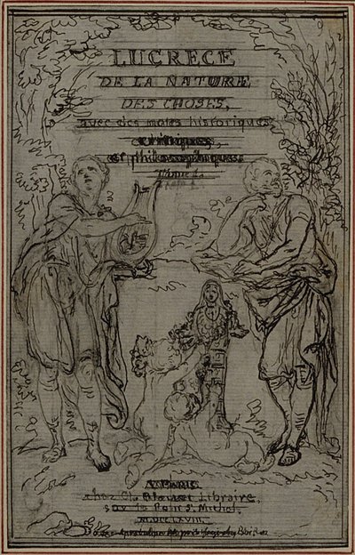 Estudo para o frontispício em vinheta do livro I de Lucrécio "De la Nature des Choses" de Hubert Francois Gravelot