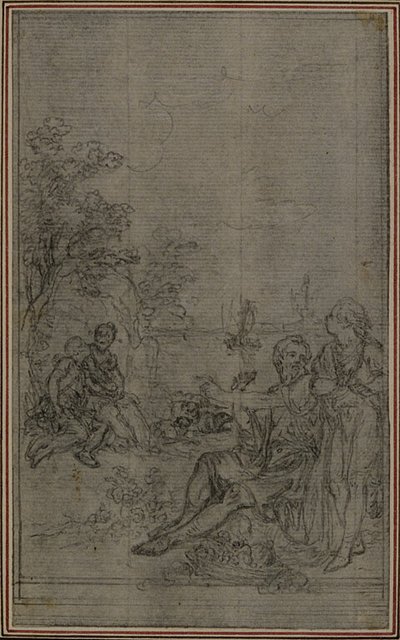 Estudo para a vinheta de "De la Nature des Choses" de Lucrécio, Vol. II, Livro IV de Hubert Francois Gravelot