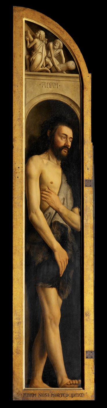 Adam, reprodução do painel na ala esquerda do Altar de Gand (óleo sobre painel) (ver 472324) de Hubert & Jan van (1390 1441) (after) Eyck