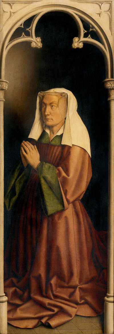 Retrato de Lysbette Borluut, painel do exterior do Altar de Gand de Hubert & Jan van (1390 1441) Eyck
