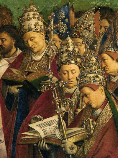 A Adoração do Cordeiro Místico, a partir do Altar de Gand, detalhe da metade inferior do painel central de Hubert & Jan van (1390 1441) Eyck