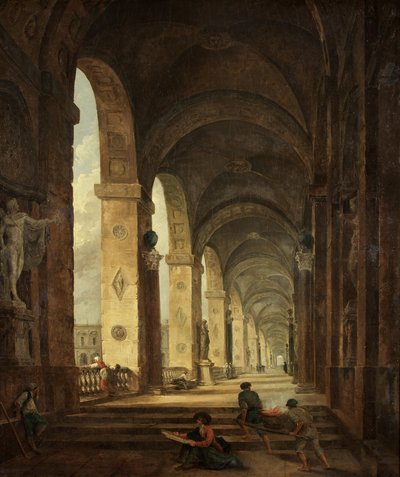A Capriccio of Roman Architecture, c.1775 (óleo sobre tela) de Hubert Robert