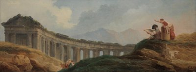 Uma colunata em ruínas de Hubert Robert