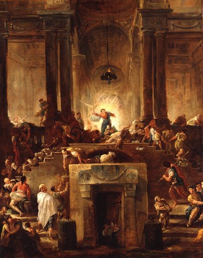 Cristo expulsa os cambistas do templo de Hubert Robert