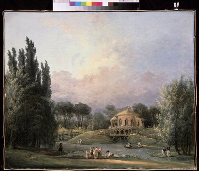 Num parque. Pintura de Hubert Robert (1733-1808), óleo sobre tela, ca. 1770-1780, arte francesa. Museu Estatal Arkhangelskoye Estate, Moscovo. de Hubert Robert