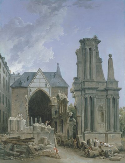 Demolição da igreja dos Feuillants na Rue Saint Honore, c.1804 (óleo sobre tela) de Hubert Robert