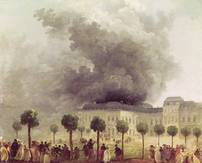 Fogo na Casa de Ópera do Palais Royal em 1781 de Hubert Robert