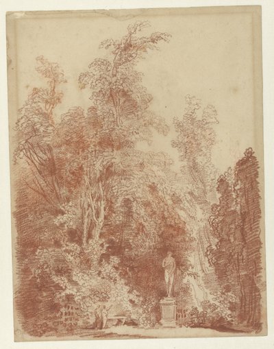 Rosto em um parque com uma estátua de Vênus de Hubert Robert