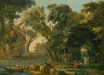 Capricho italiano com um desembarque (óleo sobre tela) de Hubert Robert