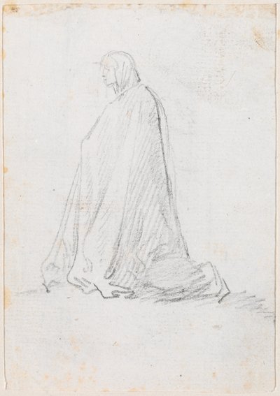 Figura ajoelhada em um manto com capuz [verso] de Hubert Robert