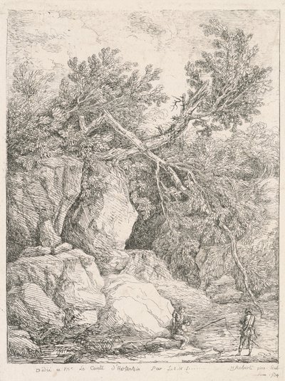 Paisagem com uma árvore caída de Hubert Robert