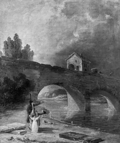Paisagem com uma ponte de Hubert Robert