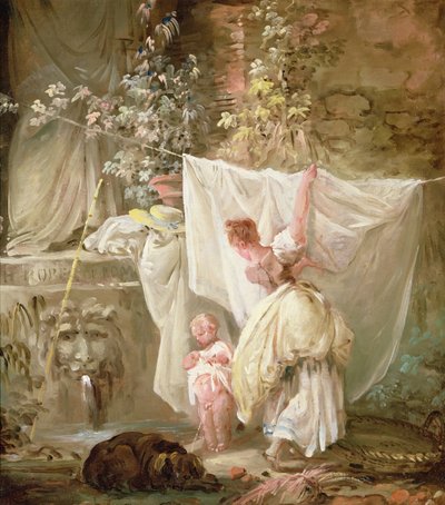 Lavadeira e Criança, 1761 de Hubert Robert