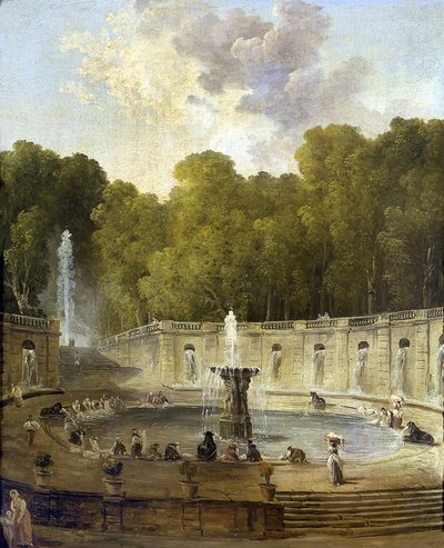 Lavandieres dans un parc - Washerwomen in a park - Pintura de Hubert Robert (1733-1808) - ca 1775 - Óleo sobre tela - 56x45,5 - Petit Palais, Musee des Beaux-Arts de la Ville de Paris de Hubert Robert