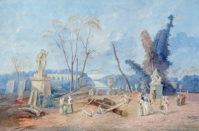 O tapete verde Versailles (guache e wc no papel) de Hubert Robert