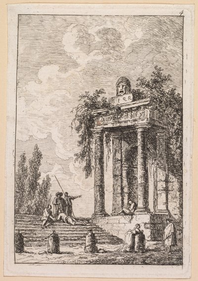 As noites de Roma: a escada para os quatro pilares, 1763. de Hubert Robert