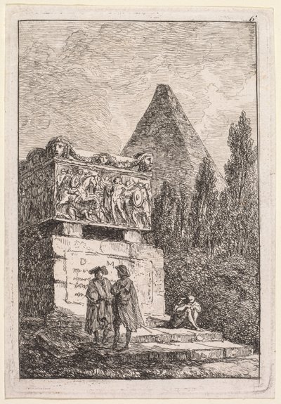 As noites de Roma: O Sarcófago, 1763-1764. de Hubert Robert