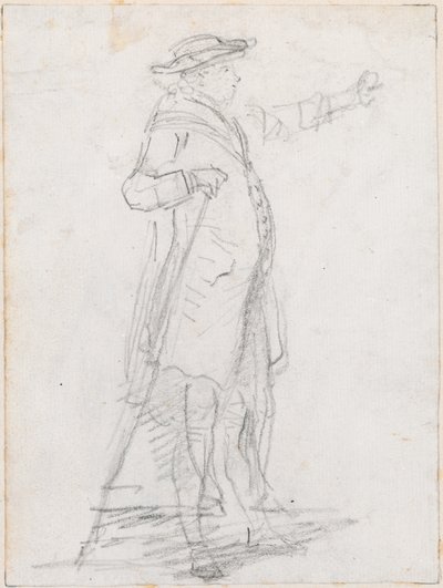 Homem com bengala, visto de perfil [reto] de Hubert Robert