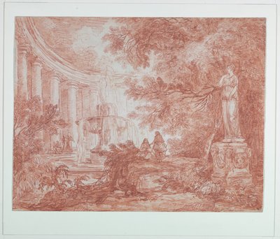 Parque com fonte e estátua de Hubert Robert
