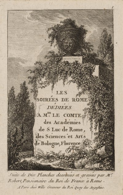 Placa Um das Noites em Roma de Hubert Robert