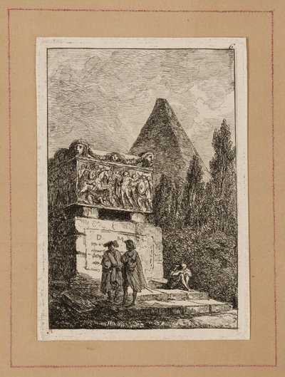 Placa Seis de Noites em Roma de Hubert Robert