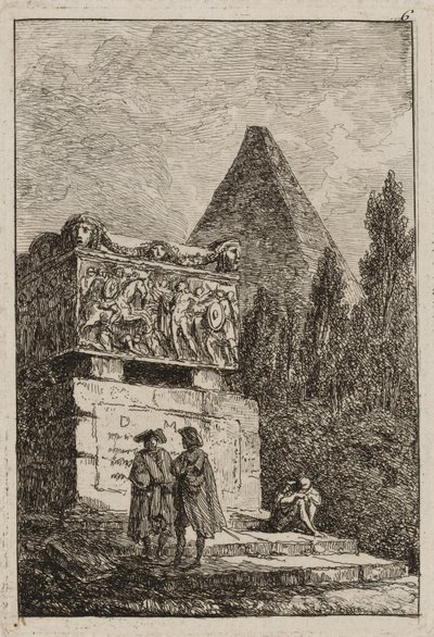 Placa seis das noites em Roma, 1763-64 de Hubert Robert