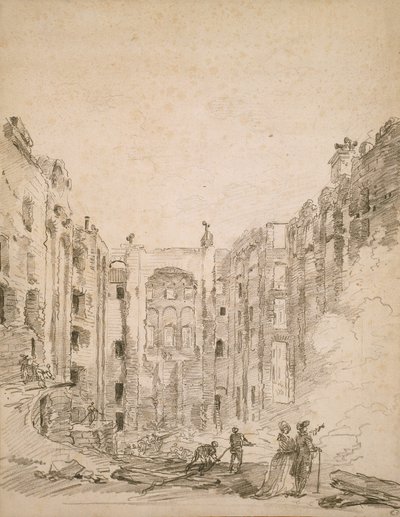 Ruínas da Ópera após o incêndio de 1781 de Hubert Robert