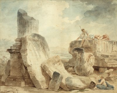 Ruínas com figuras de Hubert Robert